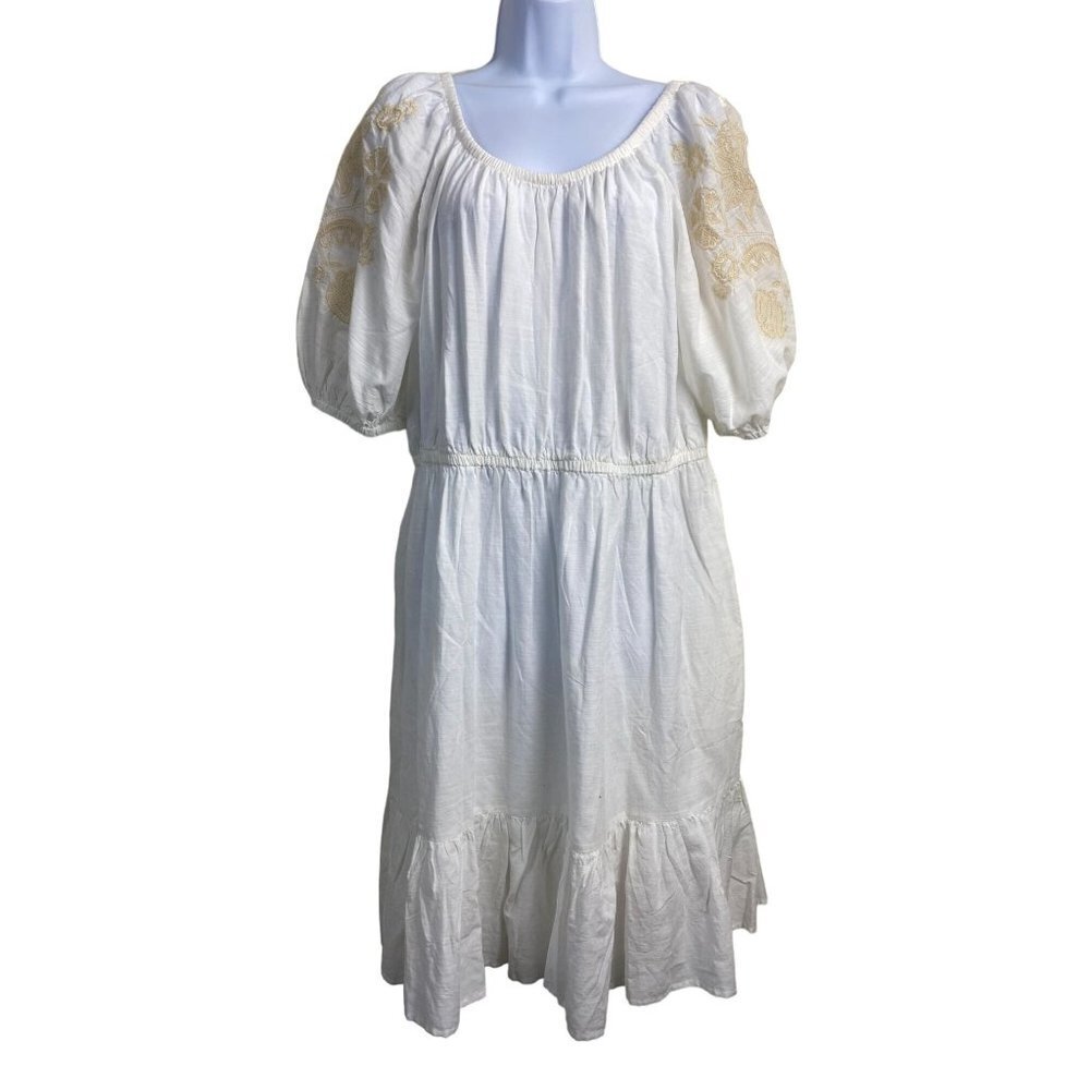 NEW Knox Rose Womens‎  size XL Midi Dress Floral Embroidered Boho Tiered White
